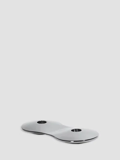 Zaha Hadid Design Cell Double Stainless Steel Candleholder In Silver