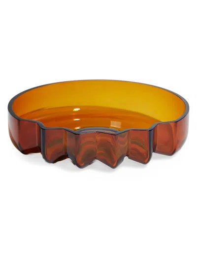 Zaha Hadid Design Pulse Glass Platter In Amber