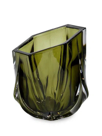Zaha Hadid Design Shimmer Tealight Candle Holder In Olive Green