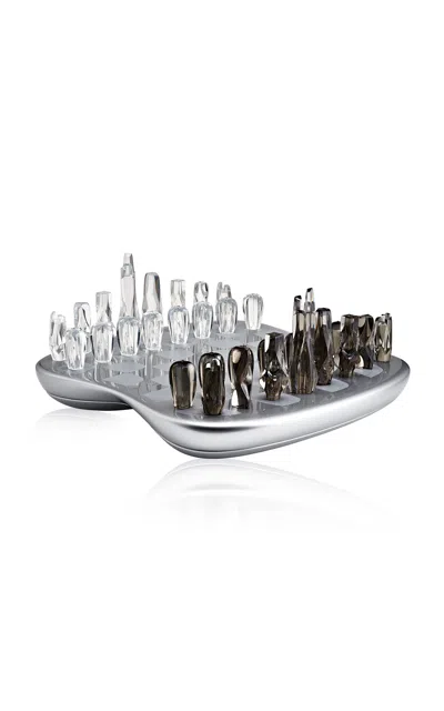 Zaha Hadid - Mo Exclusive; Tower Chess Set; Silver - Silver In Transparent