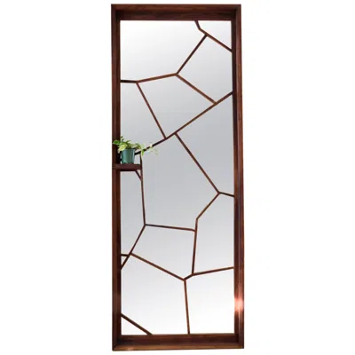 Pre-owned Zaha Hadid Walnut Custom Handmade Large Format Shattered Mirror In Brown