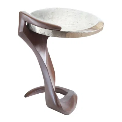 Pre-owned Zaha Hadid Wood Sculpted Table With A Pyrite Top Inspired By  In Brown