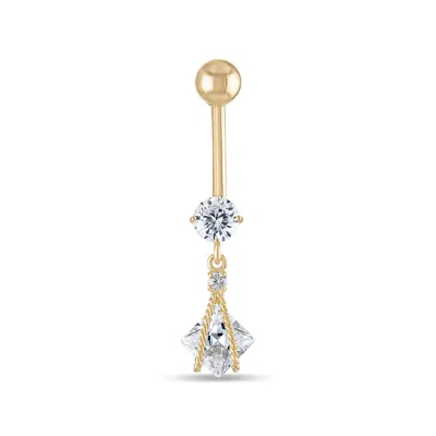 Zahav Jewelry Women's 10k Solid Gold 14g Dangling Belly Ring
