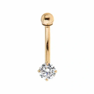 Zahav Jewelry Women's 10k Solid Gold 14g Round Cz Belly Ring