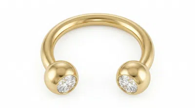 Zahav Jewelry Women's 10k Solid Gold 16g 10mm Round Cz Horseshoe Barbell