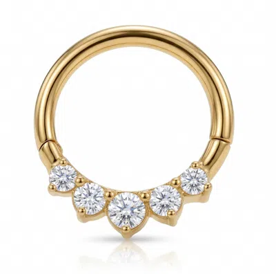 Zahav Jewelry Women's 10k Solid Gold 16g 8mm Or 10mm Cz Clicker Hoop