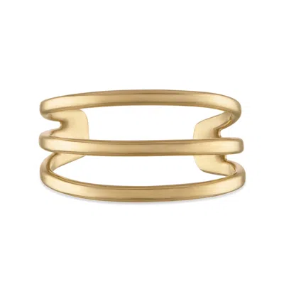 Zahav Jewelry Women's 10k Solid Gold 7mm Wide Triple Line Ear Cuff