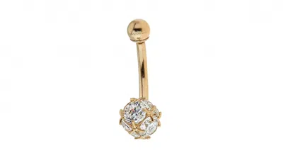 Zahav Jewelry Women's 10k Solid Gold Cz Belly Ring