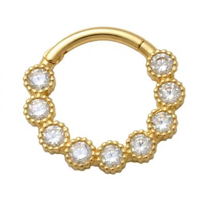 Zahav Jewelry Women's 10k Solid Gold Cz Clicker Hoop