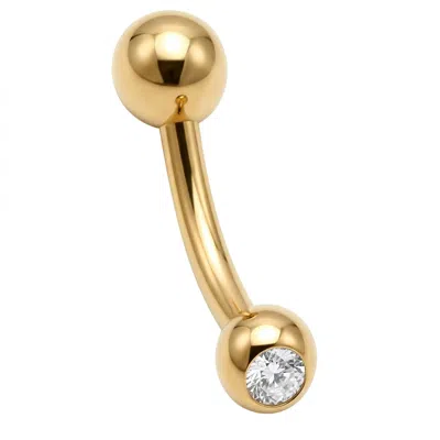 Zahav Jewelry Women's 10k Solid Gold Double Cz Belly Ring