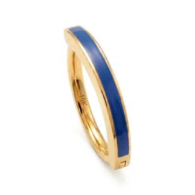 Zahav Jewelry Women's 10k Solid Gold Light Blue Huggie Clicker Belly Hoop