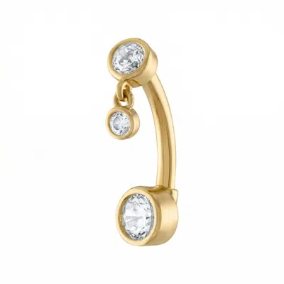 Zahav Jewelry Women's 14k Solid Gold 14g Dangle Cz Belly Ring