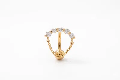 Zahav Jewelry Women's 14k Solid Gold 16g 6.5mm Cz Chain Rook Earring