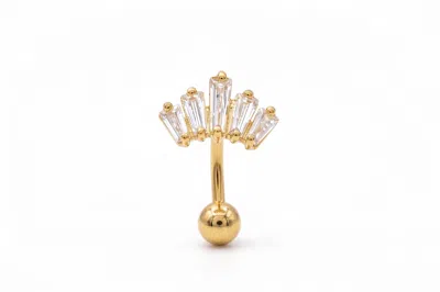 Zahav Jewelry Women's 14k Solid Gold 16g 6.5mm Cz Crown Rook Cartilage Earring