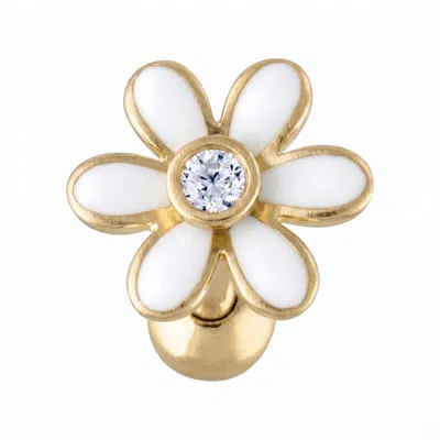 Zahav Jewelry Women's 14k Solid Gold 16g 6mm Clover Flower Cz Cartilage Earring