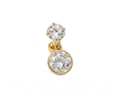 Zahav Jewelry Women's 14k Solid Gold 16g 6mm Cz Cartilage Earring