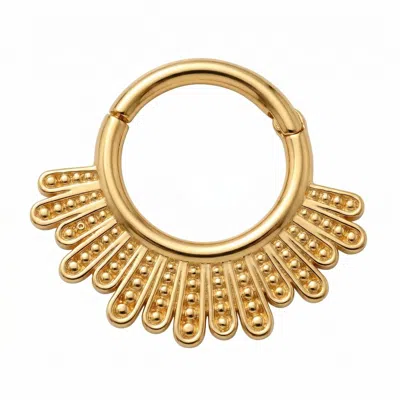 Zahav Jewelry Women's 14k Solid Gold 16g 8mm Sunburst Clicker Hoop