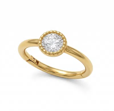 Zahav Jewelry Women's 14k Solid Gold 18g 8mm Cz Clicker Cartilage Hoop - White