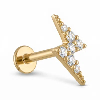 Zahav Jewelry Women's 14k Solid Gold 18g 8mm Lightning Bolt Internally Threaded Flat Back Stud In Burgundy