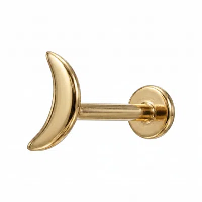 Zahav Jewelry Women's 14k Solid Gold 18g 8mm Moon Internally Threaded Seamless Flat Back Stud