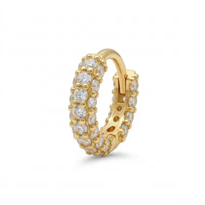Zahav Jewelry Women's 14k Solid Gold 18g White Cz Cartilage Clicker Hoop