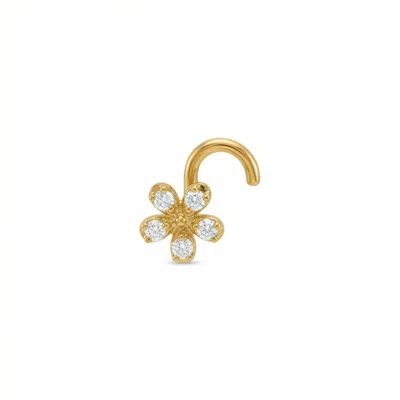 Zahav Jewelry Women's 14k Solid Gold 20g Flower Cz Nose Stud