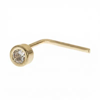 Zahav Jewelry Women's 14k Solid Gold 24g Cz Bezel L Shape Nose Stud