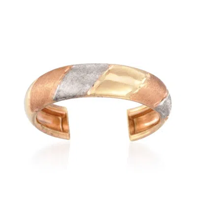 Zahav Jewelry Women's 14k Solid Gold 4mm Wide Tri-color Toe Ring