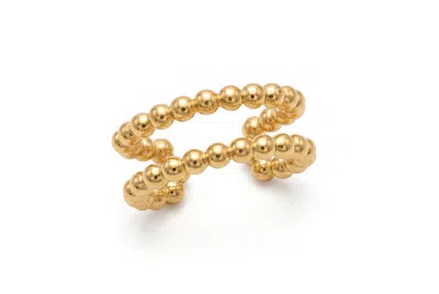 Zahav Jewelry Women's 14k Solid Gold Double Row Beaded Ear Cuff