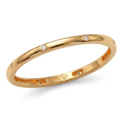 Zahav Jewelry Women's 14k Solid Gold Flush-set Natural Diamond Ring