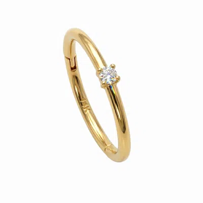 Zahav Jewelry Women's 14k Solid Gold Natural Diamond Clicker Hoop