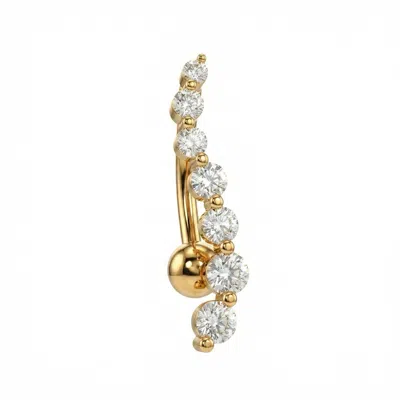 Zahav Jewelry Women's 14k Solid Yellow Gold 14g Graduated Cz Dangle Belly Ring