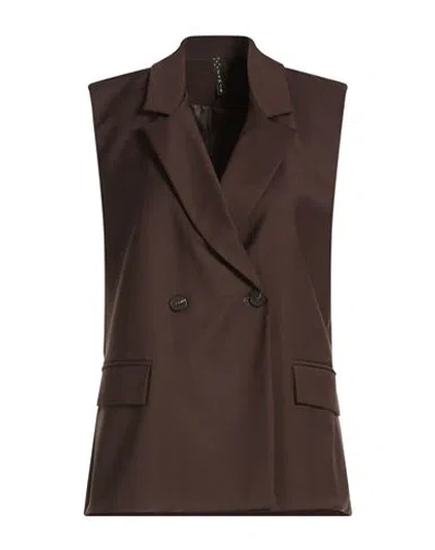 Zahjr Woman Blazer Dark Brown Size 10 Polyester, Viscose, Elastane