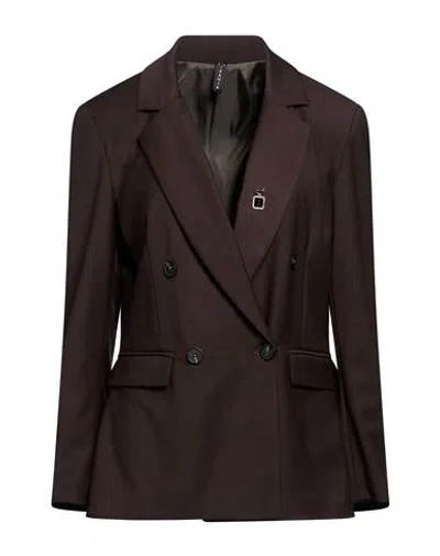 Zahjr Woman Blazer Dark Brown Size 8 Polyester, Viscose, Elastane