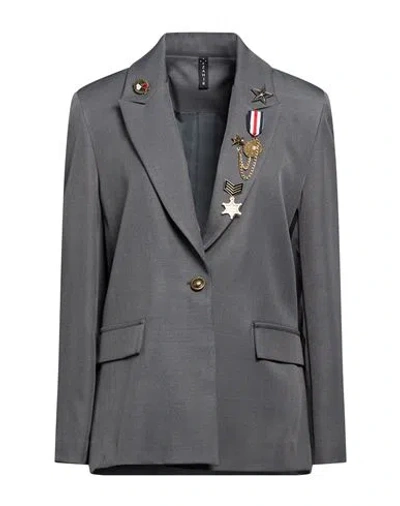 Zahjr Woman Blazer Grey Size 8 Polyester, Elastane In Gray
