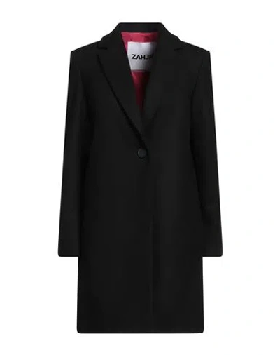 Zahjr Woman Coat Black Size 8 Virgin Wool, Polyamide