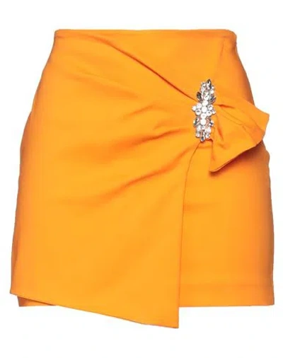 Zahjr Woman Mini Skirt Orange Size M Cotton, Polyamide, Elastane