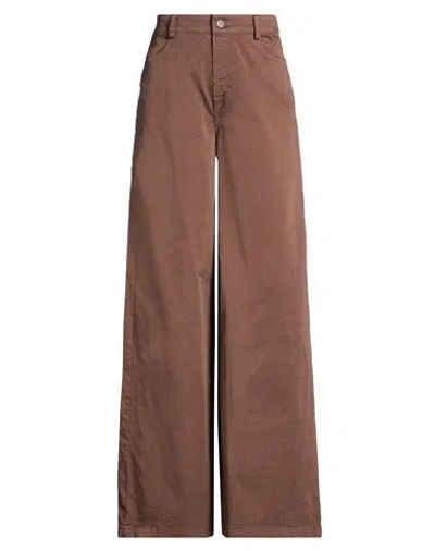 Zahjr Woman Pants Brown Size Xs Cotton, Elastane