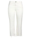 Zahjr Woman Pants Cream Size L Cotton, Elastane In White