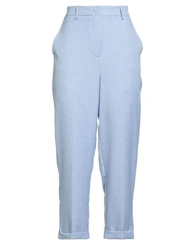 Zahjr Woman Pants Sky Blue Size 8 Polyester In Animal Print