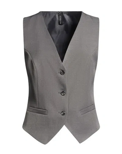 Zahjr Woman Tailored Vest Grey Size 10 Polyester, Elastane In Gray