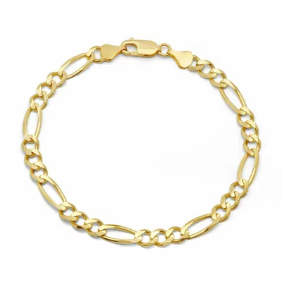 Pre-owned Zaib Jewelry Unisex 6mm 8.5" 14k Solid Flat Yellow Gold Figaro Bracelet 8.6 Grams Made Italy In 14k Yellow Gold