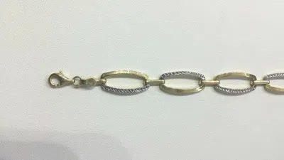 Pre-owned Zaib Jewelry Unisex 9mm 8" 14k Solid Two Tone Fancy Gold Bracelet 5.5 Grams Made In Italy In 14k Two Tone Gold