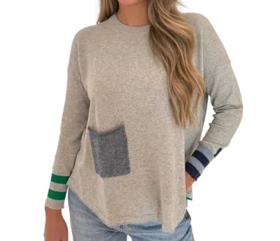 Zaket & Plover Birdseye Trim Sweater In Marl In Multi