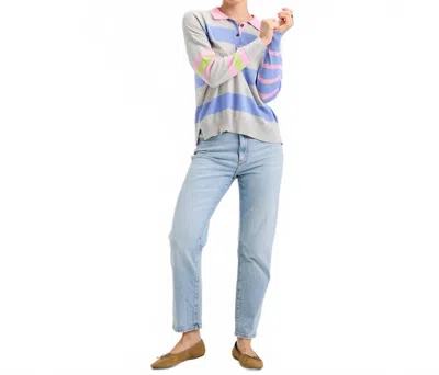 Zaket & Plover Blah Blah Rugby Sweater In Grey In Blue