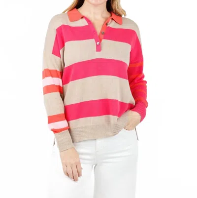 Zaket & Plover Blah Blah Rugby Top In Taupe In Gold