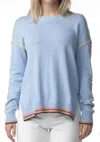 Zaket & Plover Blue Thread Detail Sweater In Sky