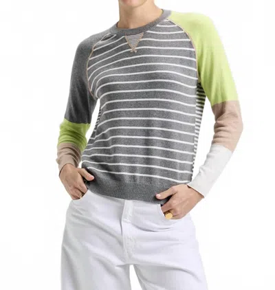Zaket & Plover Breton Striped Sweater In Cloud In Gray