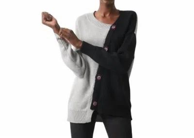 Zaket & Plover Button Detail Sweater Top In Grey/black In Multi