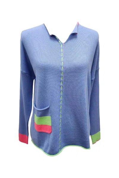 Zaket & Plover Chord Detail Sweater In Cornflower In Blue